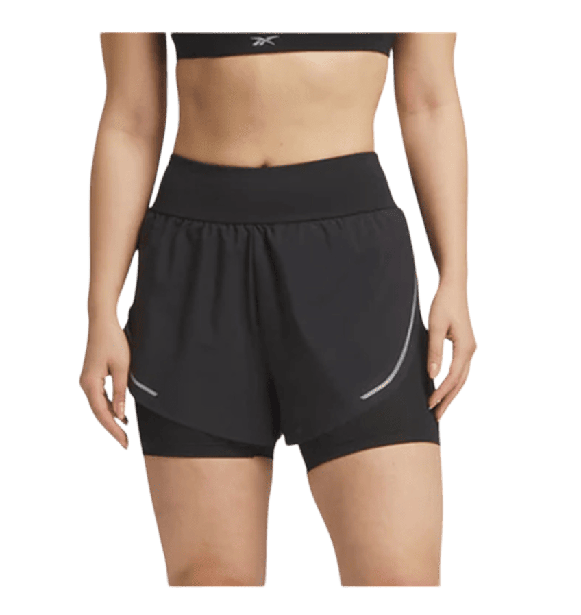 SHORT REEBOK LUX METALLIC 2 EN 1 MUJER